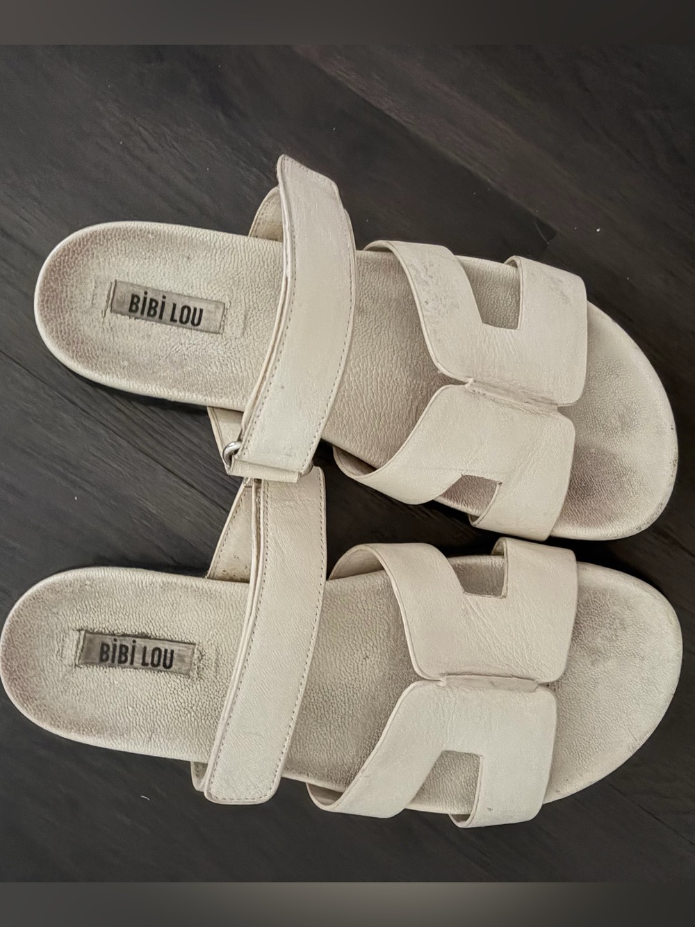 Anthropology Bibi Lou Cream Slide Sandals